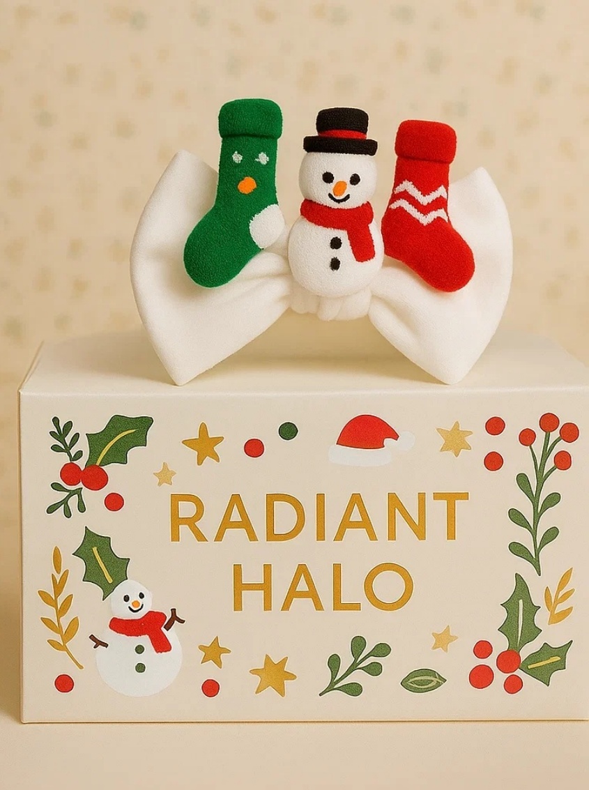 Christmas Snowman Bow Baby Headband