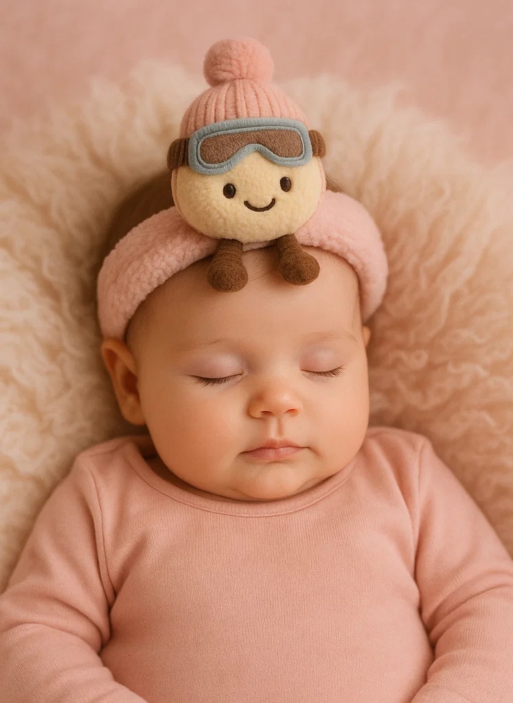 Bandeau bébé d'hiver avec peluche | Accessoire fruité mignon avec bonnet et lunettes