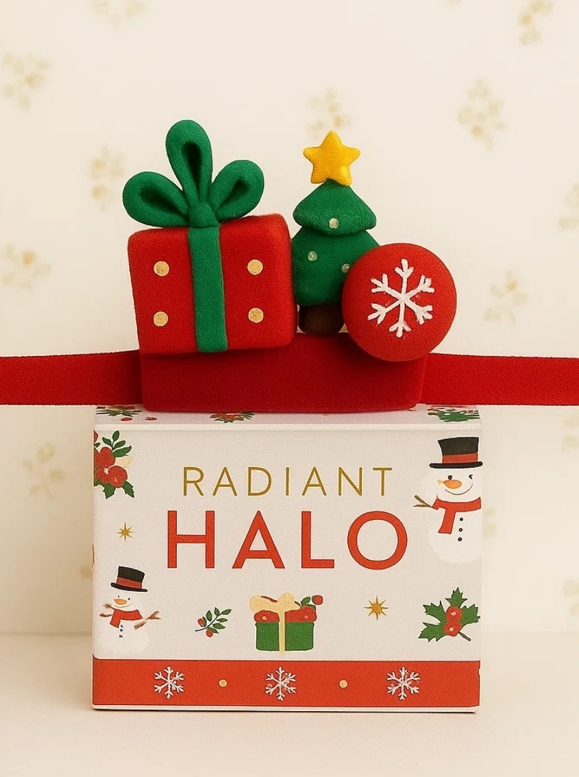 Vánoční Čelenka pro Miminka s Dárkem, Stromkem a Vločkou – Roztomilý Sváteční Dárek pro Fotografování