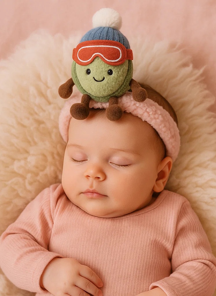 Ski Goggle Nut Baby Plush Headband – Blue Knit Winter Explorer Style