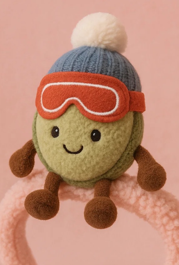 Ski Goggle Nut Baby Plush Headband – Blue Knit Winter Explorer Style