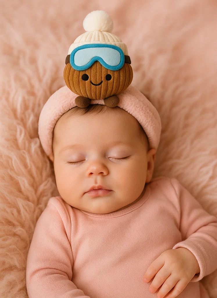 Ski Goggle Brown Nut Baby Plush Headband – Snow Day Style