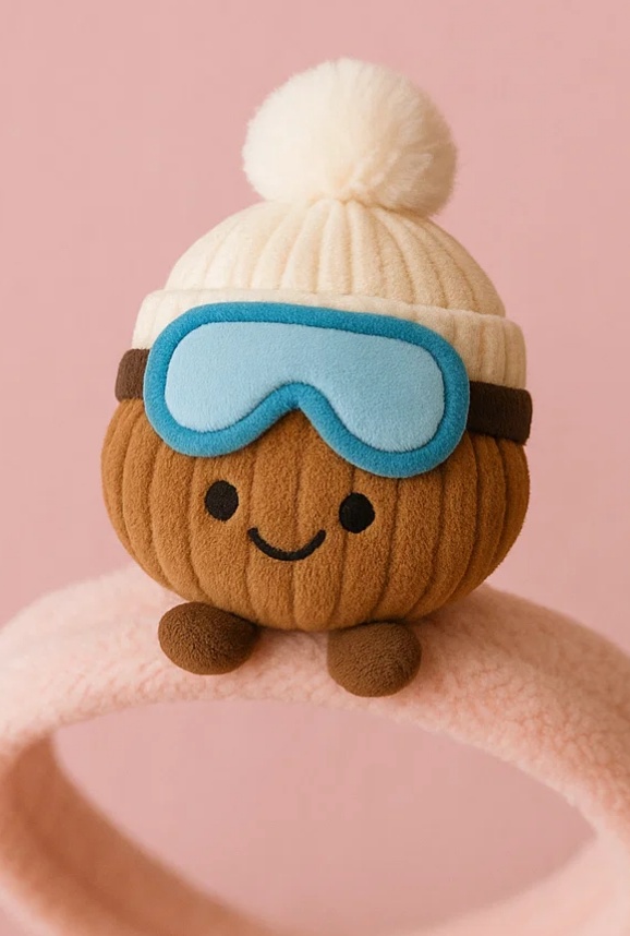 Ski Goggle Brown Nut Baby Plush Headband – Snow Day Style