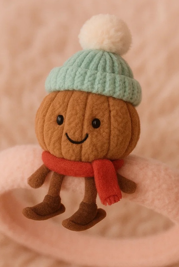 Blue Hat Nut Baby Plush Headband with Ear – Cozy Forest Winter Look