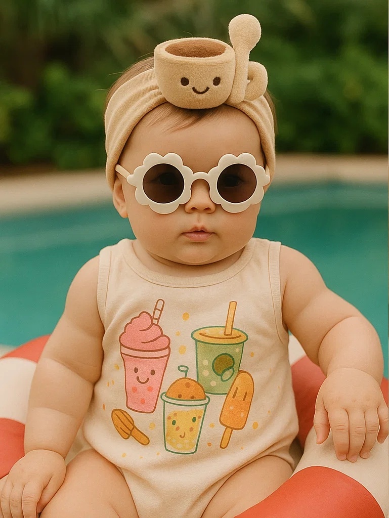 Bandeau bébé peluche café américain – Accessoire doux en forme de tasse pour bébé