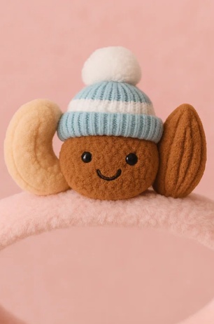 Beebi peapael plüüsmänguasjaga – Kolme pähkli kombo talvemütsiga