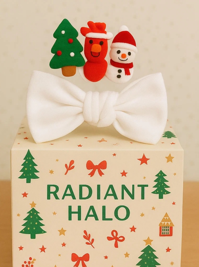 Christmas Reindeer and Tree Bow Baby Headband