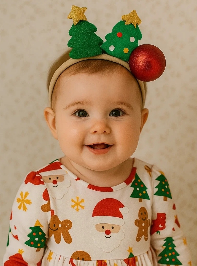 赤ちゃん用クリスマスヘッドバンド – プレゼント・ヒイラギ・ツリー付き | ラディアント・ヘイロー