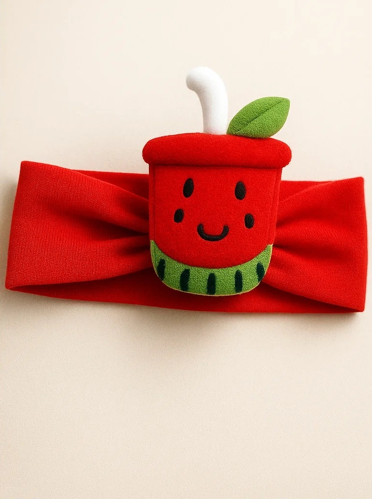 Čelenka z plyše pro miminka s motivem melounu – Letní ovocný vlasový doplněk pro děti