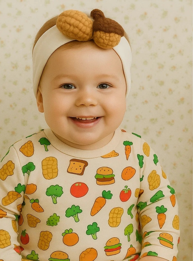 Peanut and Acorn Smiley Baby Headband