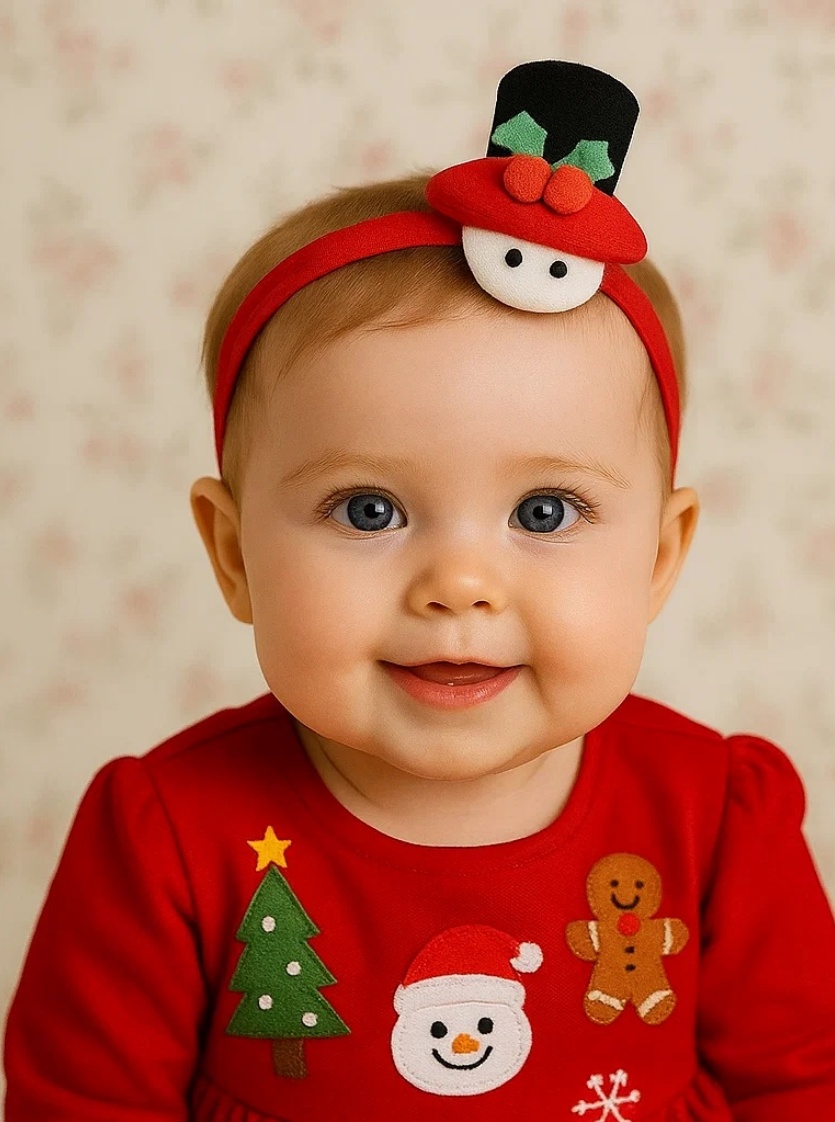 Bandeau de Noël pour Bébé avec Bonhomme de Neige – Accessoire Doux et Festif