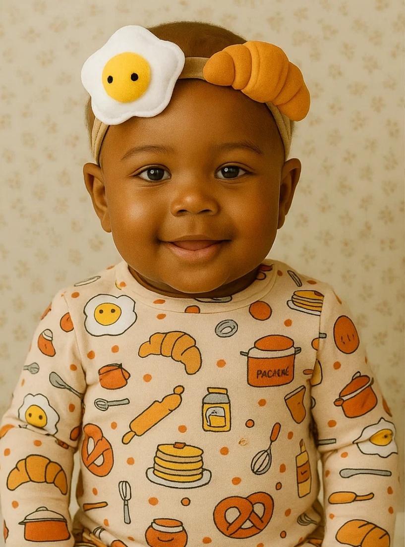 Joli bandeau pour bébé avec Donut et Œuf au plat en peluche