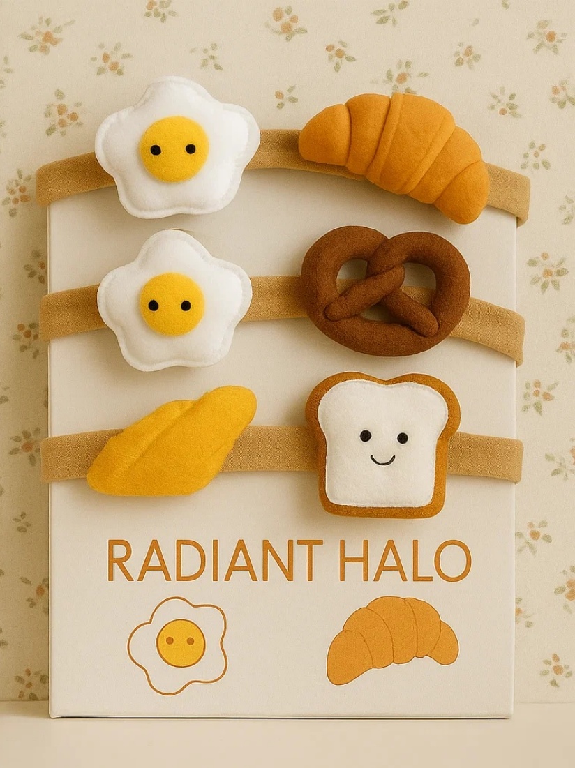 Joli bandeau pour bébé avec Donut et Œuf au plat en peluche