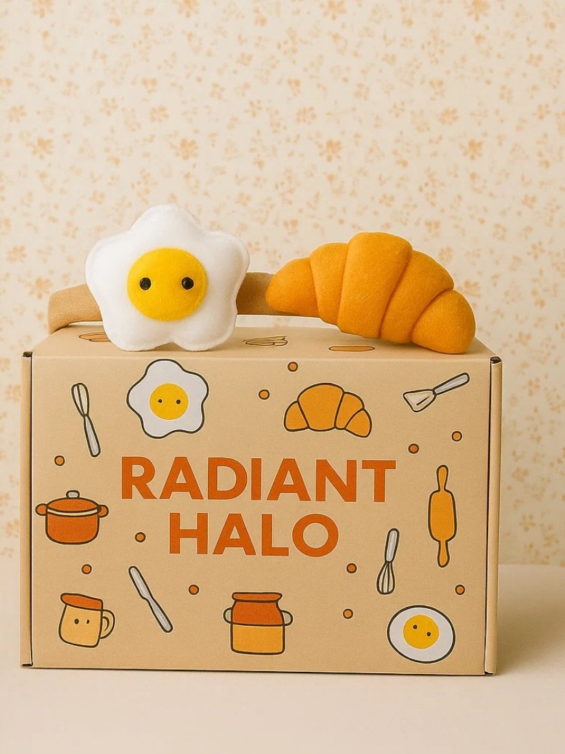 Süße Baby-Haarband mit Donut- und Spiegelei-Plüschtieren