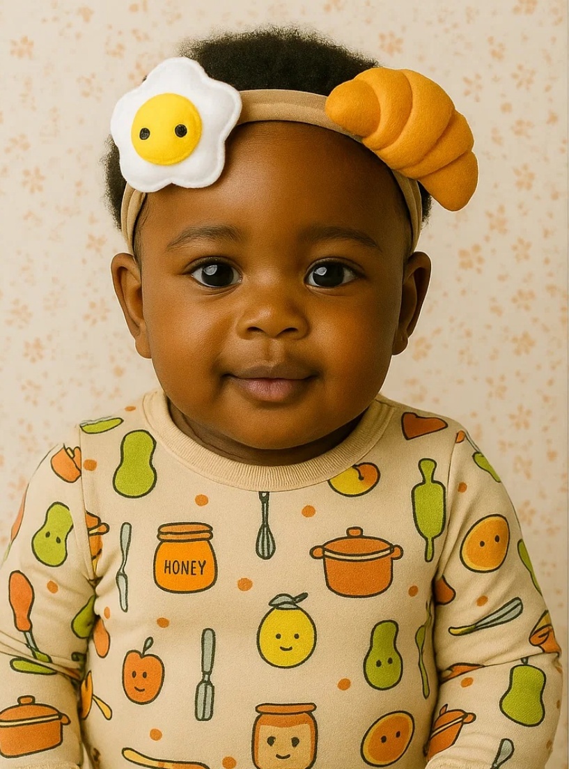 Süße Baby-Haarband mit Donut- und Spiegelei-Plüschtieren