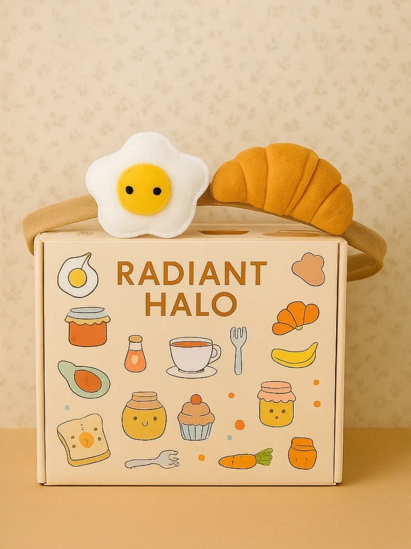 かわいい赤ちゃんヘッドバンド ドーナツと目玉焼きのぬいぐるみ付き