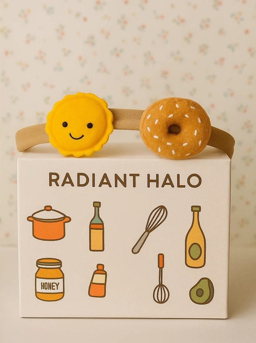 Baby Headband with Smiling Sun and Donut Plush Toys