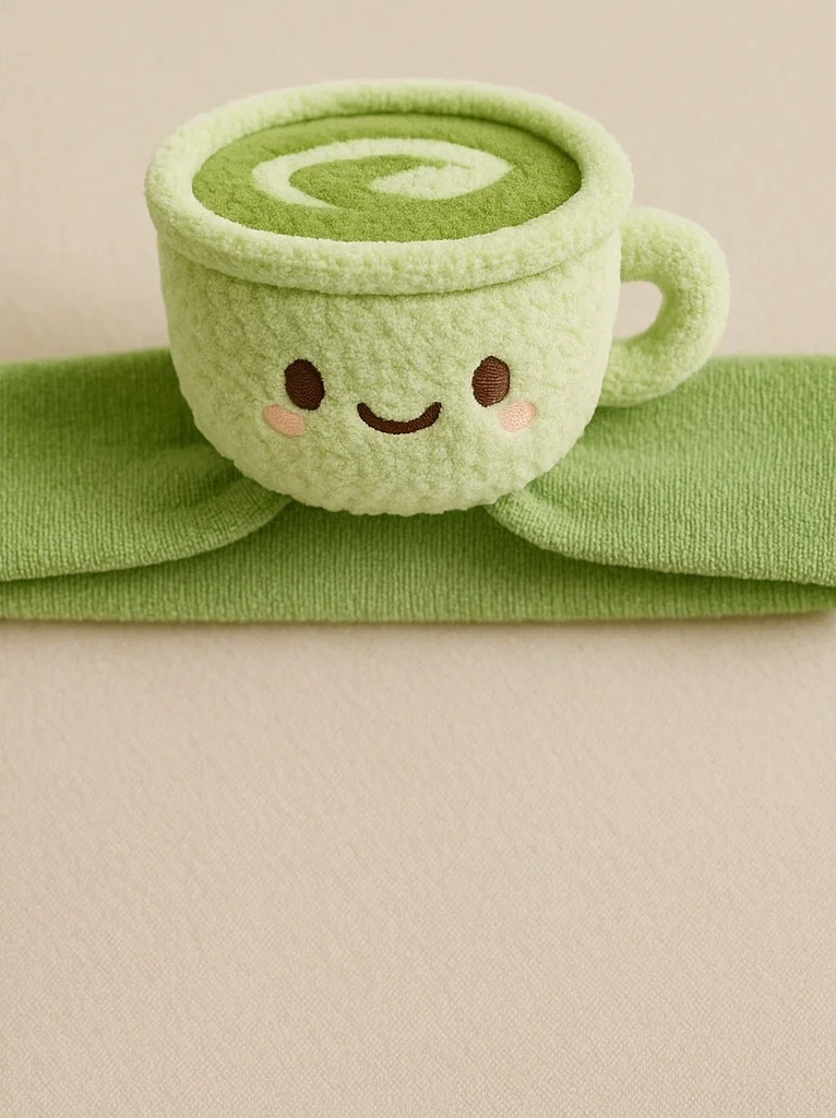 Japanese Matcha Baby Headband – Soft Plush Green Tea Cup Style Infant Hairband