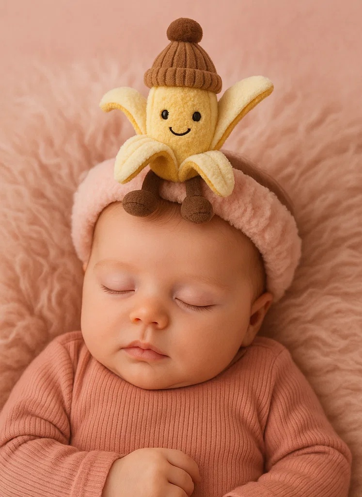 Peeled Banana Baby Headband with Plush Hat – Playful Fruit Toy Design