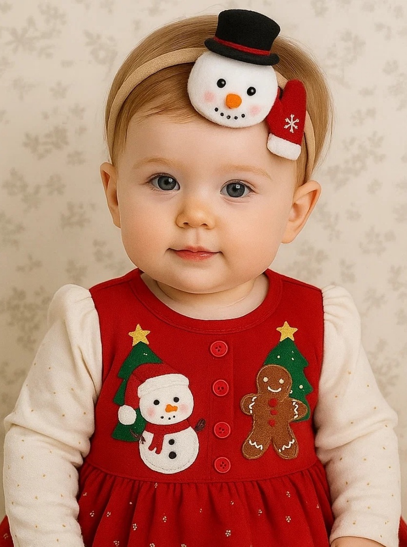 Faixa de Natal para Bebê com Papai Noel e Árvore – Acessório Macio e Encantador