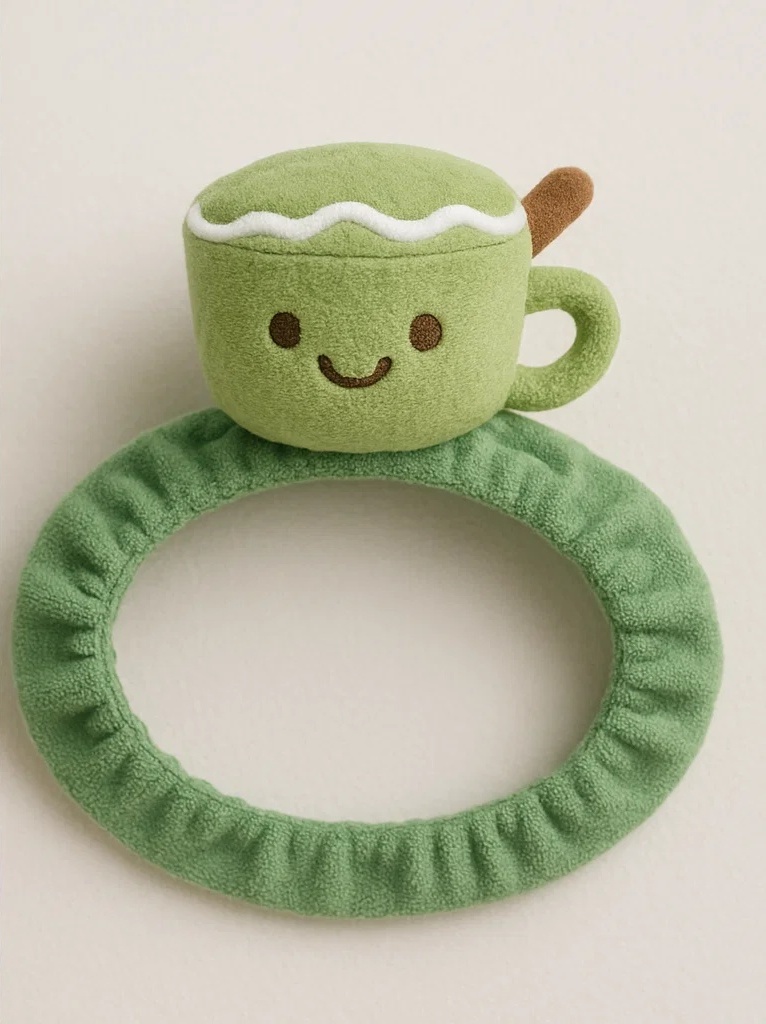 Uji Matcha Baby Headband – Plush Japanese Green Tea Cup Design for Infants