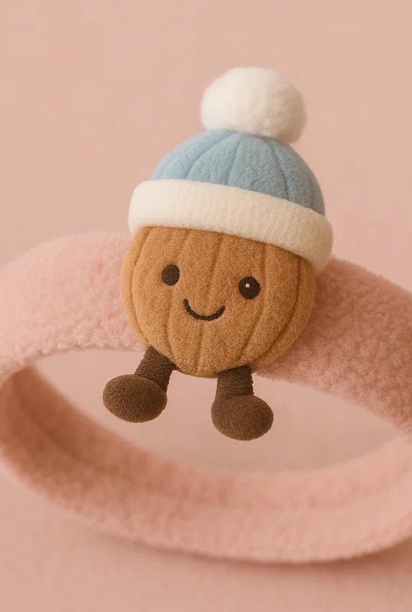 Chestnut Cutie Baby Plush Headband with Pom Beanie – Autumn Nut Style