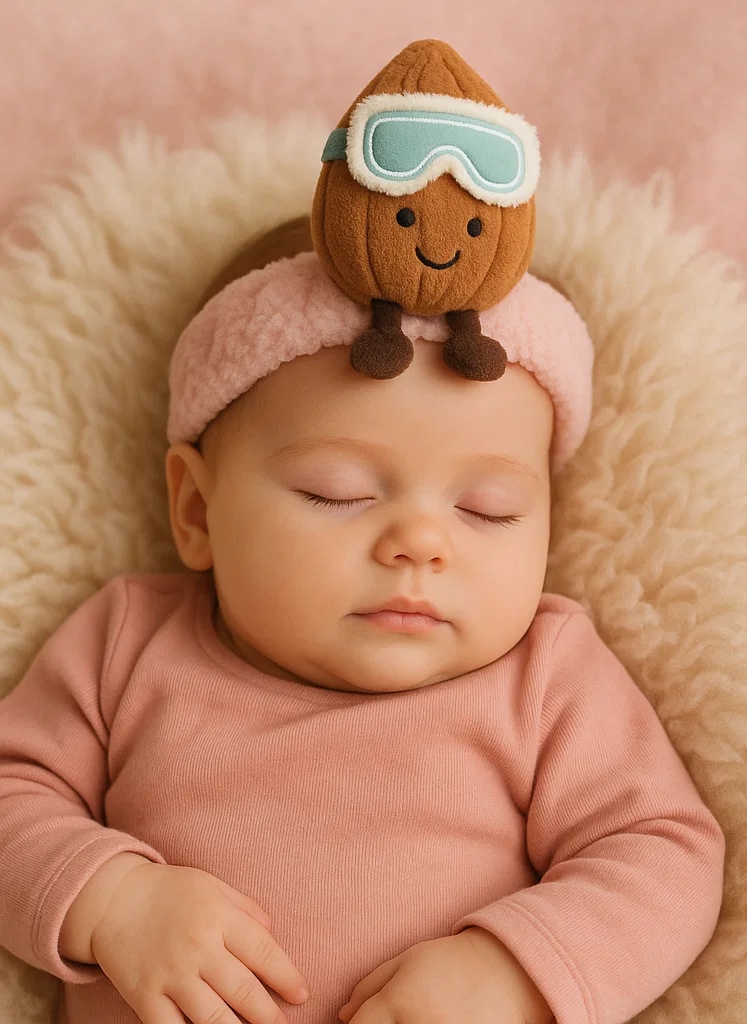 Adventure Chestnut Baby Plush Headband – Ski Goggle Nut Design