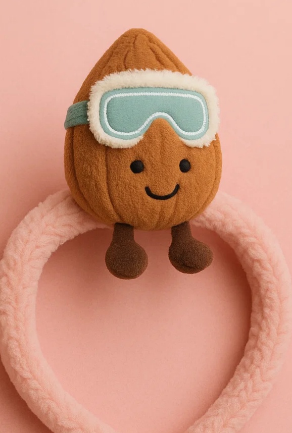 Adventure Chestnut Baby Plush Headband – Ski Goggle Nut Design