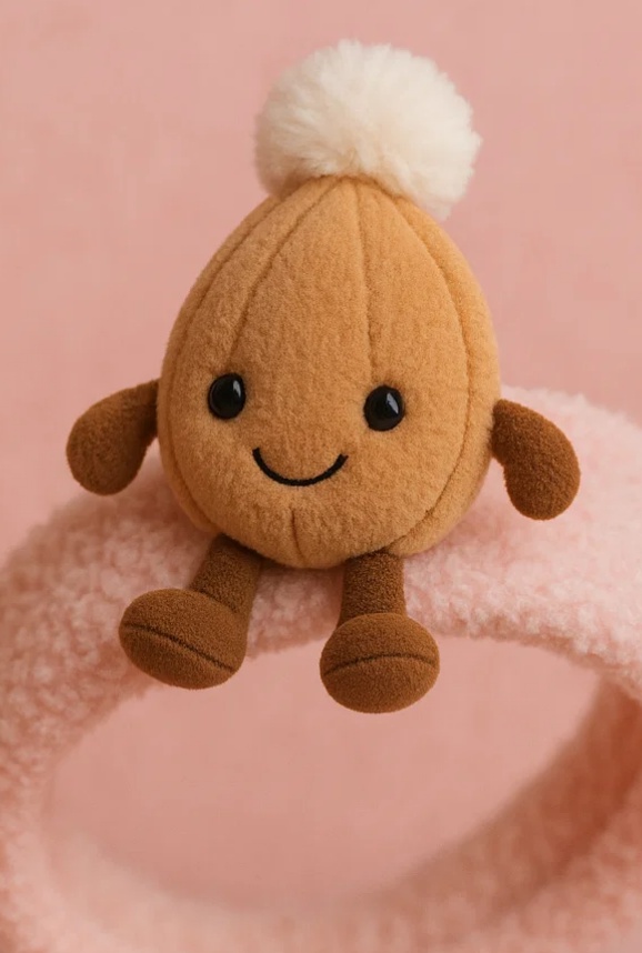 Pom-Pom Chestnut Baby Plush Headband – Soft Nut Style for Toddlers