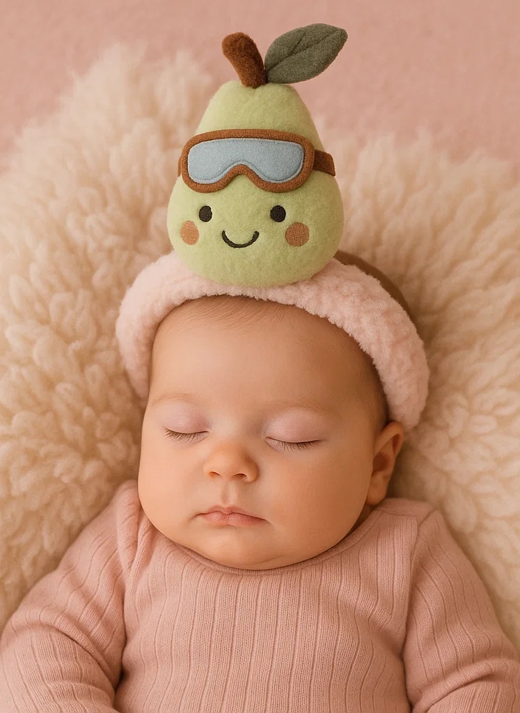 Pear Goggles Baby Plush Headband – Fresh Fruit Style for Infants