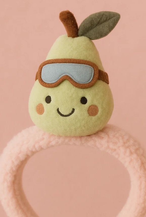 Pear Goggles Baby Plush Headband – Fresh Fruit Style for Infants