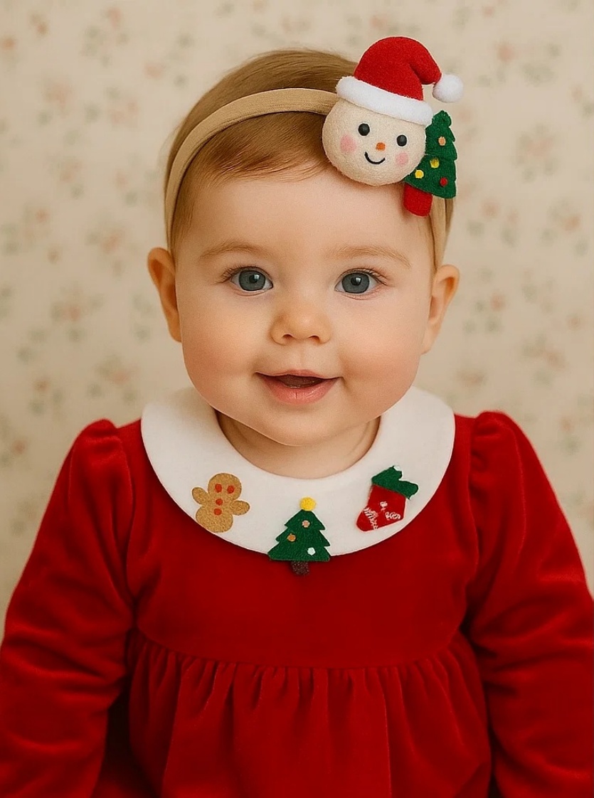 Vánoční Čelenka pro Miminka – Roztomilý Santa s Vánočním Stromkem