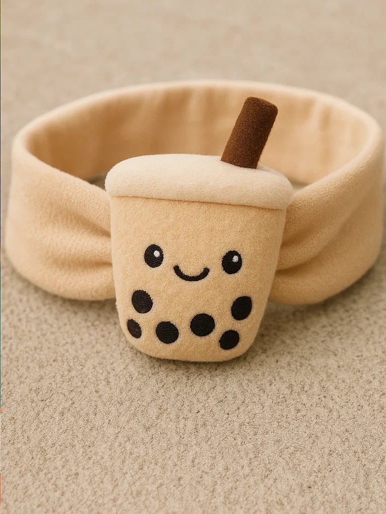 Classic Bubble Tea Baby Headband – Plush Boba Cup Design for Infant Style