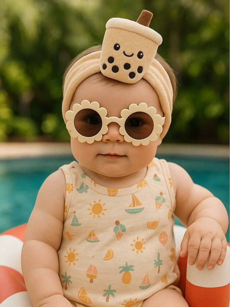 Bublinkový čajový čelenka pro miminka | Měkký a roztomilý doplněk na hlavu