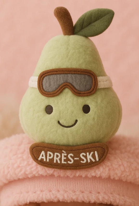 Sitzende Birne Baby Haarband mit Plüschfigur – Fruchtige Winteredition