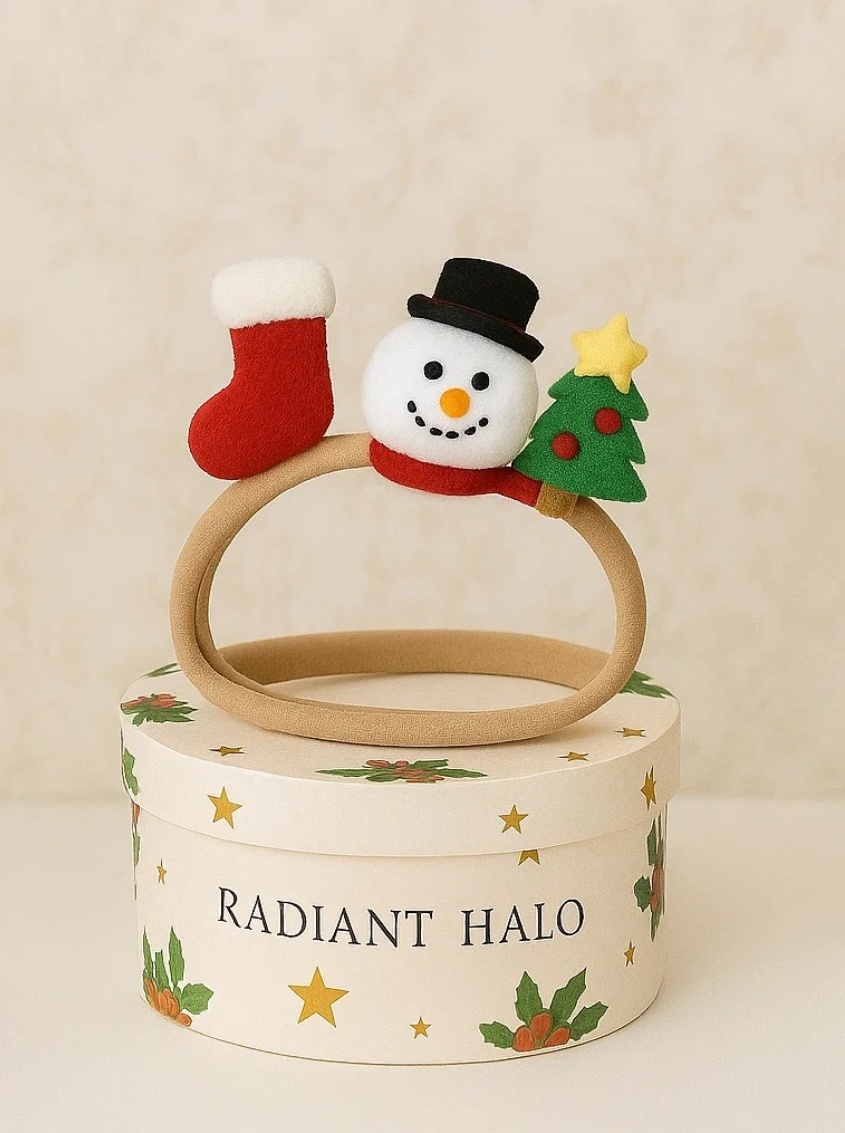 Christmas Snowman & Stocking & Christmas Tree Baby Headband