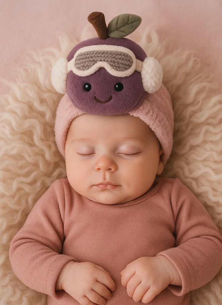 Beebipeapael ploomi mänguasjaga – Talvine versioon hallide prillidega