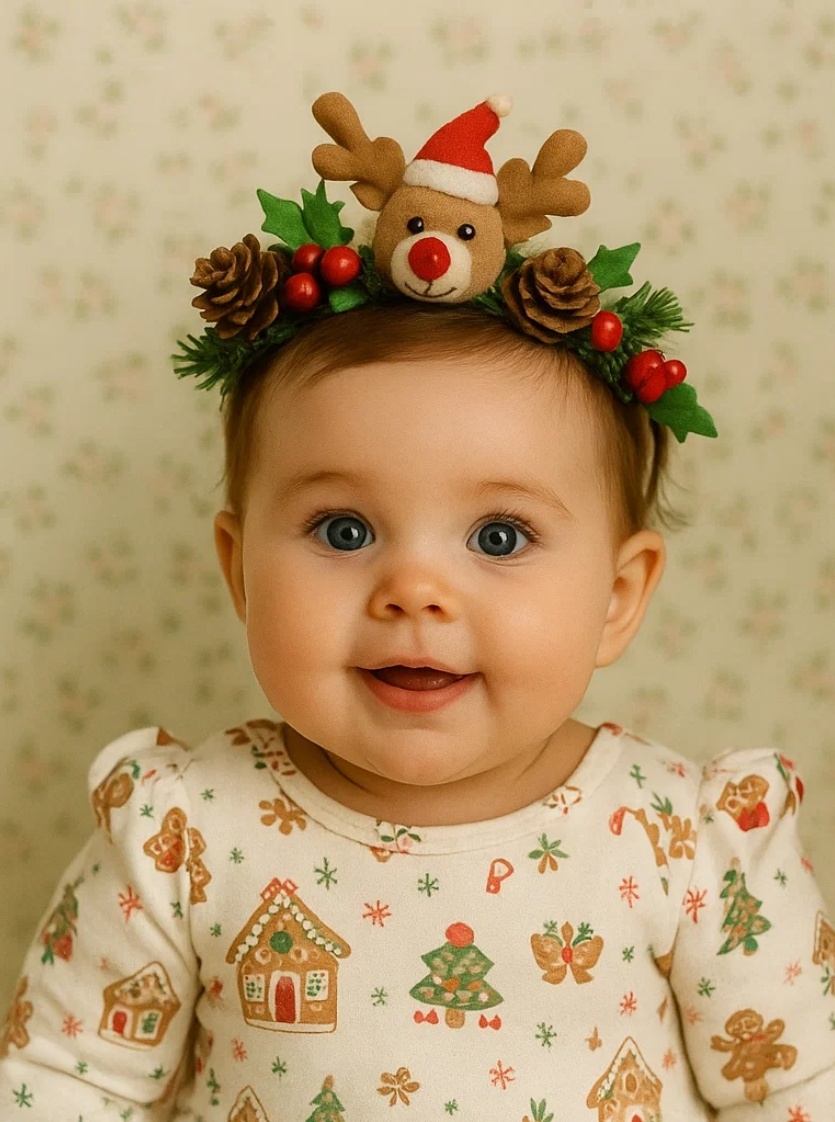 Christmas Reindeer, Santa & Snowman Trio Baby Headband