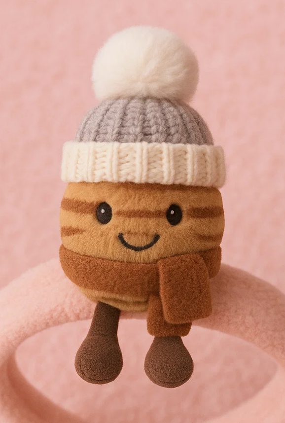 Striped Nut Baby Plush Headband with Scarf and Grey Hat – Woodland Winter Look