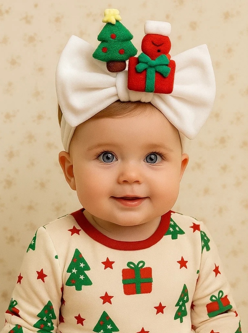 Christmas Gift and Tree Bow Baby Headband