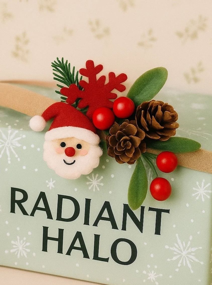 Santa Claus & Pinecone Christmas Baby Headband
