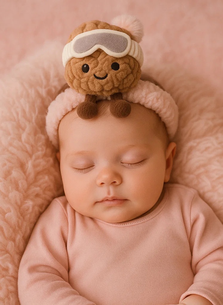 Tiara de Bebê com Brinquedo de Noz – Edição de Inverno com Óculos de Esqui