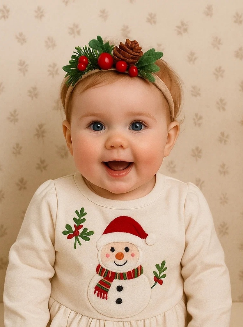 Santa Claus, Christmas Tree & Pinecone Baby Headband