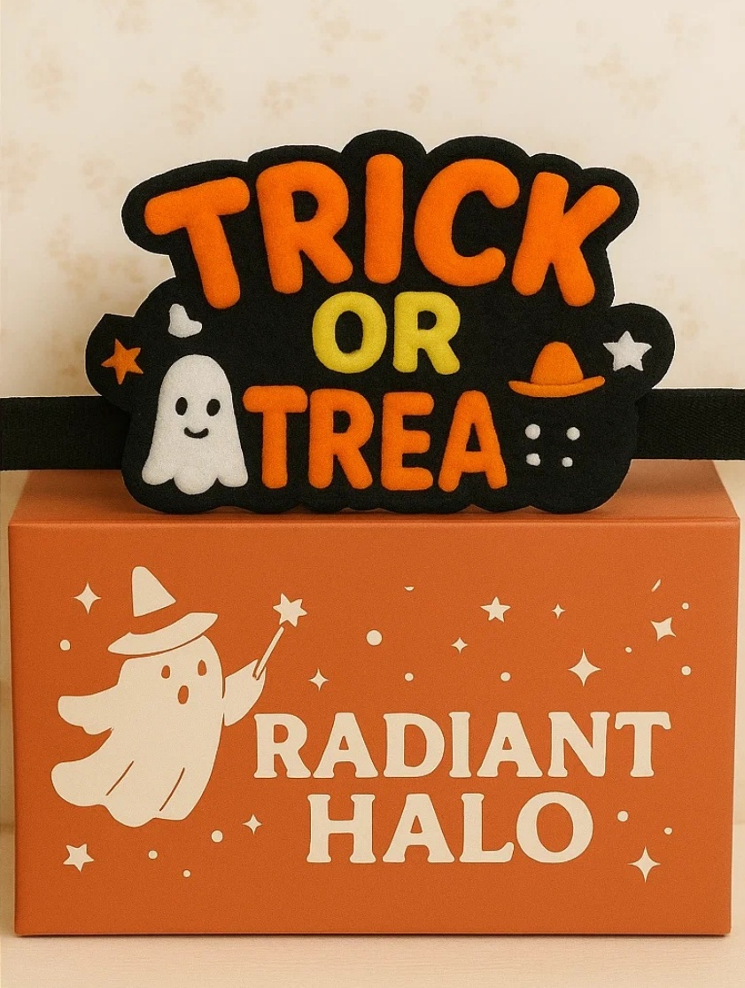 Trick or Treat: Baby Headband with Crochet Ghost and Pumpkin