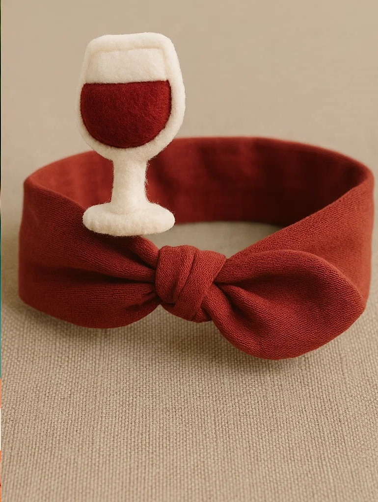 Chic Red Wine Party Baby Headband | Plush Velvet Style
