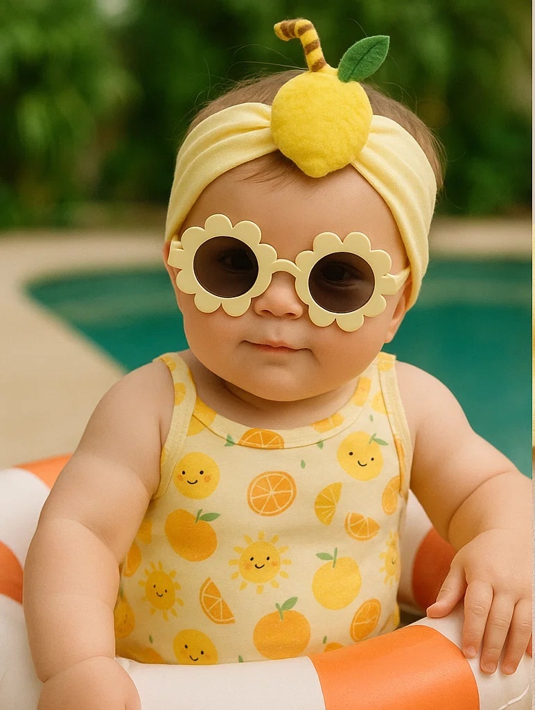 Faixa de Cabelo de Bebê com Suco de Limão – Acessório Refrescante de Verão