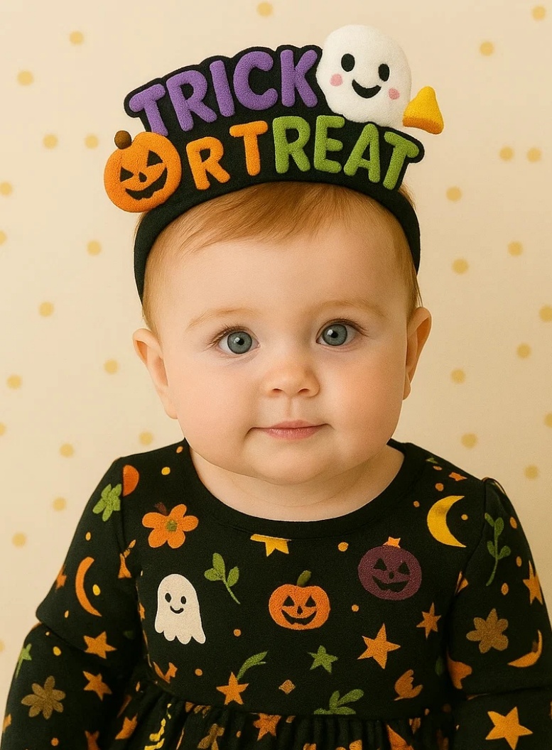 Trick or Treat Halloween Baby Headband mit Süßigkeiten und Gespenstern