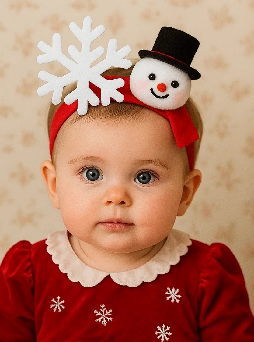 Schneemann und Schneeflocke Weihnachts Baby Stirnband