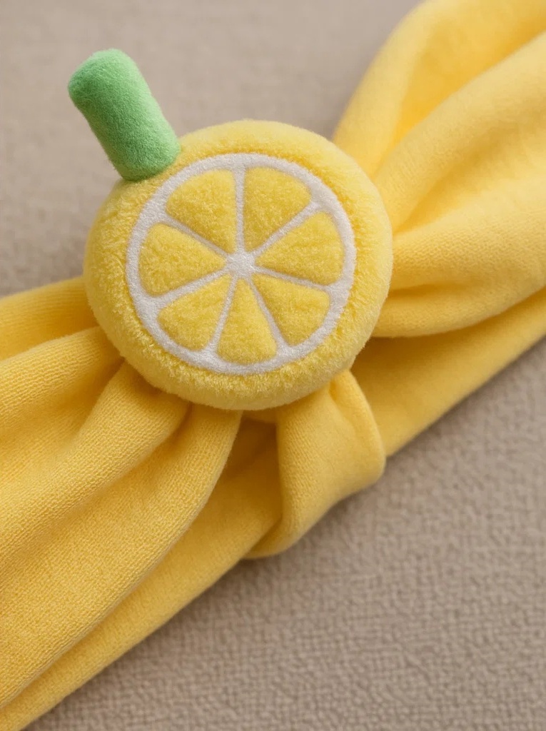 Fresh Lemon Slice Baby Headband | Soft Yellow Fruit Accessory