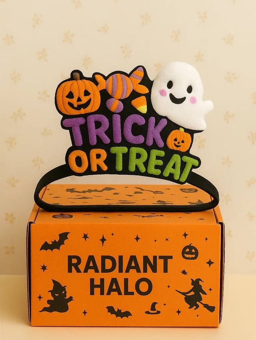 Trick or Treat Halloween Baby Headband con Dulces y Fantasmas